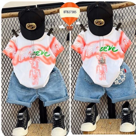 [XẢ KHO] Set jeans in gấu chữ dễ thương cho bé trai BTB27383