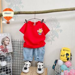 Set jeans mặt cười dễ thương cho bé trai BTB26357