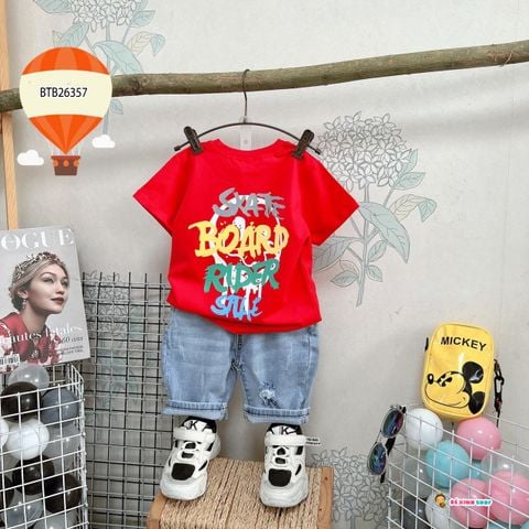 [XẢ KHO] Set jeans mặt cười dễ thương cho bé trai BTB26357