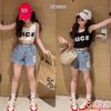 Set áo croptop NICE quần sort jeans dễ thương cho bé gái BGB123116