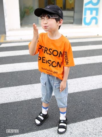 Set jeans in chữ PERSON dễ thương cho bé trai đi chơi BTB27131