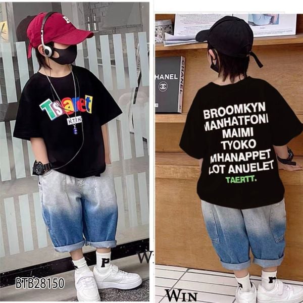 Set jeans chữ Tsaret dễ thương cho bé trai BTB28149