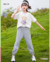Set jogger IN GẤU PHỐI DÂY dễ thương cho bé gái BXG159
