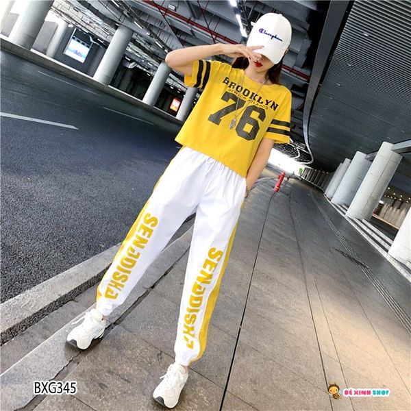 Set áo thể thao 76 quần jogger cực chất cho Mẹ & Bé gái BXG343