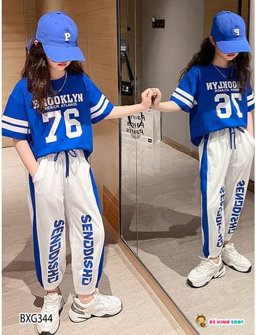 Set áo thể thao 76 quần jogger cực chất cho Mẹ & Bé gái BXG343