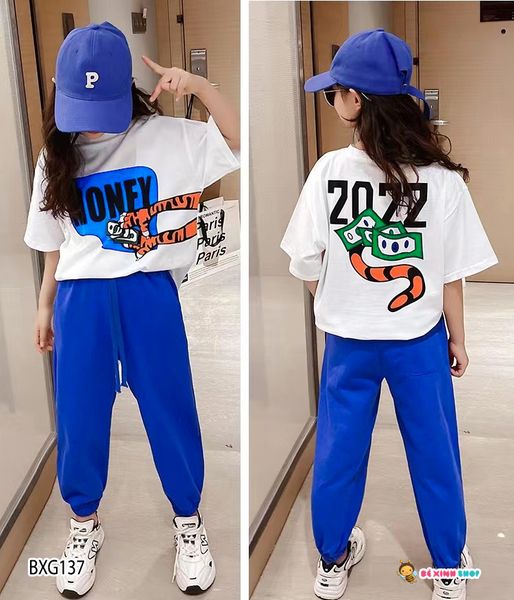 [XẢ KHO] Set áo in Hổ quần jogger thể thao năng động cho bé gái & bé trai BXG136