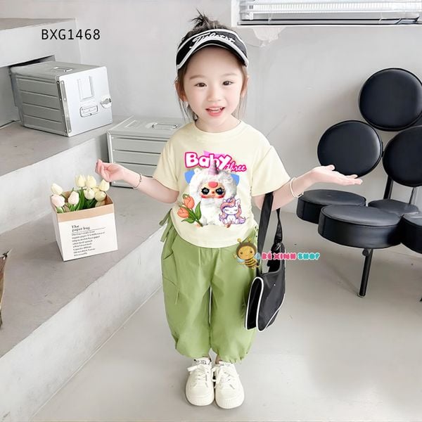 Set áo rút dây Babythree QUẦN KAKI jogger bo ống dễ thương cho bé gái đi học, đi chơi BXG1468