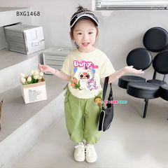 Set áo rút dây Babythree QUẦN KAKI jogger bo ống dễ thương cho bé gái đi học, đi chơi BXG1468