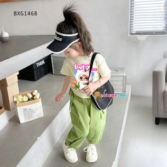 Set áo rút dây Babythree QUẦN KAKI jogger bo ống dễ thương cho bé gái đi học, đi chơi BXG1468