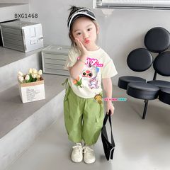 Set áo rút dây Babythree QUẦN KAKI jogger bo ống dễ thương cho bé gái đi học, đi chơi BXG1468