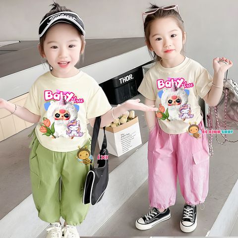 Set áo rút dây Babythree QUẦN KAKI jogger bo ống dễ thương cho bé gái đi học, đi chơi BXG1468