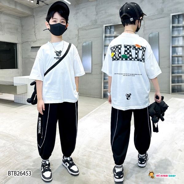 [XẢ KHO] Set thun jogger in chữ RIATL dễ thương cho bé trai BTB26451