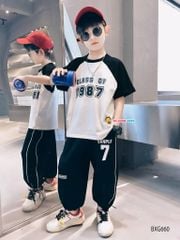 Set thể thao áo raplang 1987 quần jogger rút ống dễ thương cho bé trai BXG658