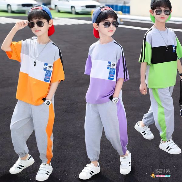[XẢ KHO] Bộ thể thao áo phối màu quần jogger bo ống cho bé trai Thu Đông BXG1103