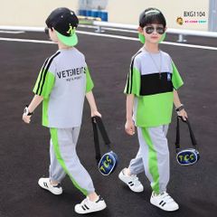 [XẢ KHO] Bộ thể thao áo phối màu quần jogger bo ống cho bé trai Thu Đông BXG1103