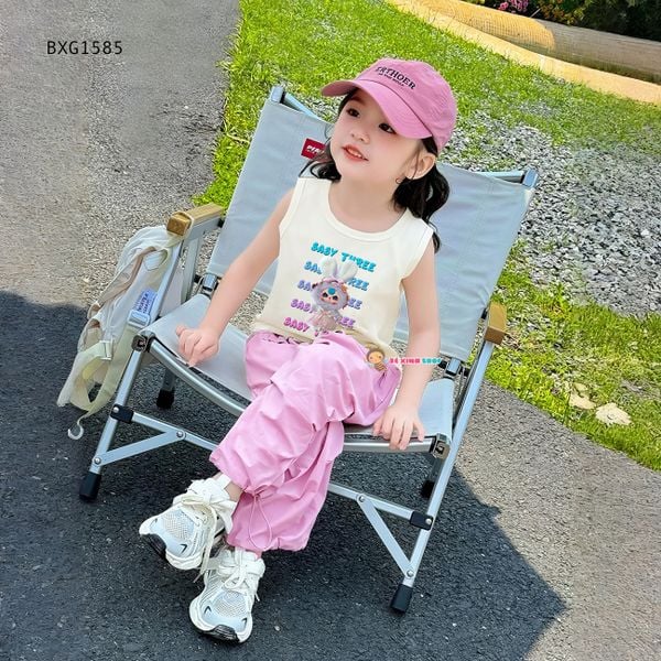 Bộ áo SÁT NÁCH BabyThree quần kaki bo ống dễ thương cho bé gái BXG1585