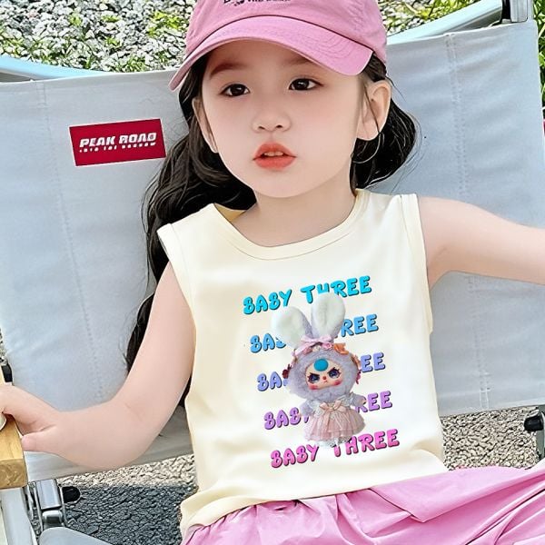 Bộ áo SÁT NÁCH BabyThree quần kaki bo ống dễ thương cho bé gái BXG1585