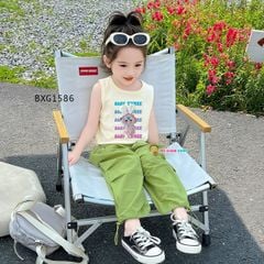 Bộ áo SÁT NÁCH BabyThree quần kaki bo ống dễ thương cho bé gái BXG1585