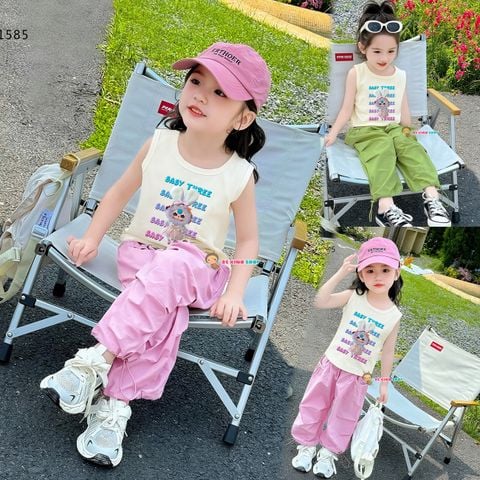 Bộ áo SÁT NÁCH BabyThree quần kaki bo ống dễ thương cho bé gái BXG1585