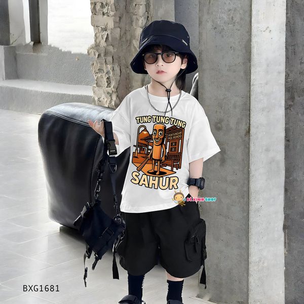 Set áo thun in Tung Tung SAHUR quần kaki túi hộp dễ thương cho bé trai  BXG1680