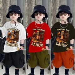 Set áo thun in Tung Tung SAHUR quần kaki túi hộp dễ thương cho bé trai  BXG1680