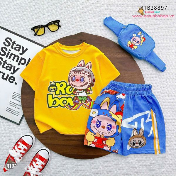 Set bé trai họa tiết (KÈM TÚI ĐEO)dễ thương cho bé trai BTB28897
