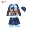 Set bơi tay dài quần cặp họa tiết hoạt hình kèm nón dễ thương cho bé trai (14-31kg) BTB28911