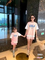 Set áo lệch tà COLA quần sort dễ thương cho bé gái BXG307