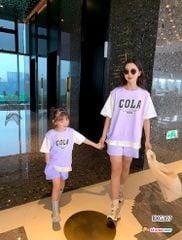 Set áo lệch tà COLA quần sort dễ thương cho bé gái BXG307