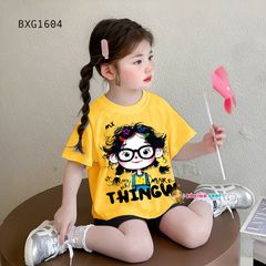 Set áo in bé gái mặt kính quần legging lửng dễ thương cho mẹ & bé gái BXG1603
