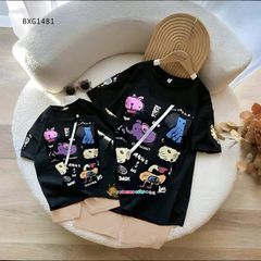 Set áo in thú quần legging lửng dễ thương cho bé gái BXG1480