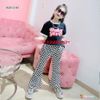 Bộ quần loe baby girl caro áo in chữ dễ thương cho bé gái BGB122386
