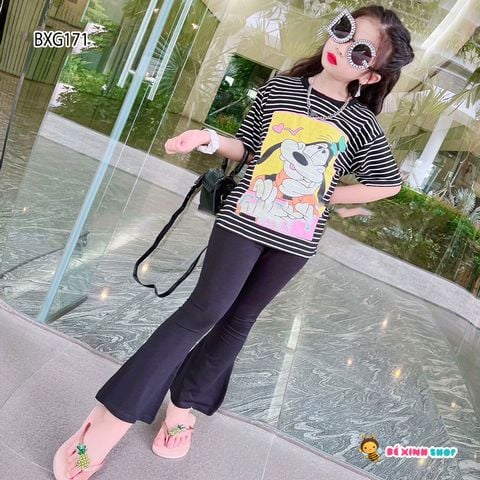 [XẢ KHO] Set quần ống loe in chó Doggy dễ thương cho bé gái BXG171