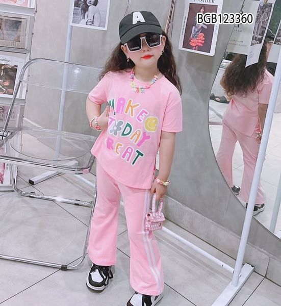 Set áo chứ mặt cười quần loe dễ thương cho bé gái BGB123359