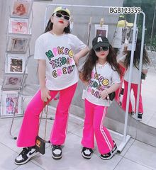 Set áo chứ mặt cười quần loe dễ thương cho bé gái BGB123359