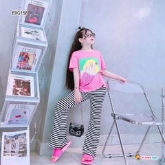 [XẢ KHO ] Set ống loe in BÉ GÁI QUẦN SỌC dễ thương cho bé gái BXG167