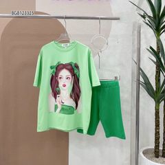 Bộ lửng in hình cô gái dễ thương cho bé gái BGB123324
