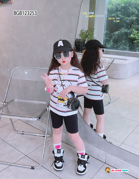 [XẢ KHO] Set áo sọc cún Soopy quần legging lửng dễ thương cho bé gái BGB123253