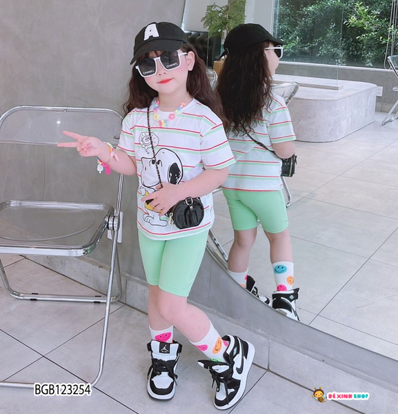 [XẢ KHO] Set áo sọc cún Soopy quần legging lửng dễ thương cho bé gái BGB123253