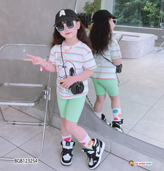 [XẢ KHO] Set áo sọc cún Soopy quần legging lửng dễ thương cho bé gái BGB123253