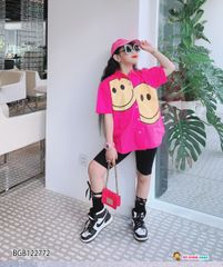 Set áo sơmi quần legging mặt cười dễ thương cho bé gái BGB122771