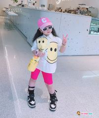 Set áo sơmi quần legging mặt cười dễ thương cho bé gái BGB122771