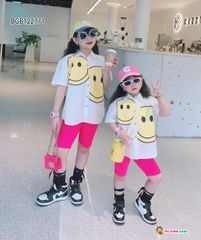 Set áo sơmi quần legging mặt cười dễ thương cho bé gái BGB122771