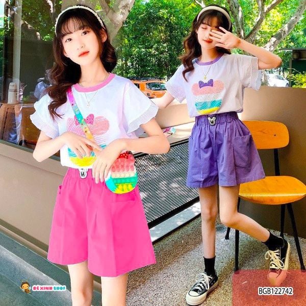 [XẢ KHO] Set áo mickey quần kaki dễ thương cho bé gái BGB122741