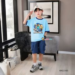 Set áo thun in MineCaft quần túi hộp dễ thương cho bé trai đi học, đi chơi BXG1565