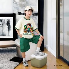 Set áo thun in MineCaft quần túi hộp dễ thương cho bé trai đi học, đi chơi BXG1565