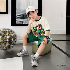 Set áo thun in MineCaft quần túi hộp dễ thương cho bé trai đi học, đi chơi BXG1565