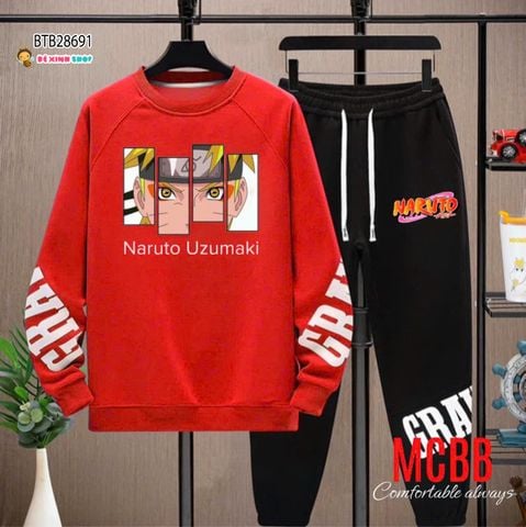 Set dài tay Naruto dễ thương cho bé trai BTB28690 (PHOM TO CHO BÉ TỚI 28-60KG)