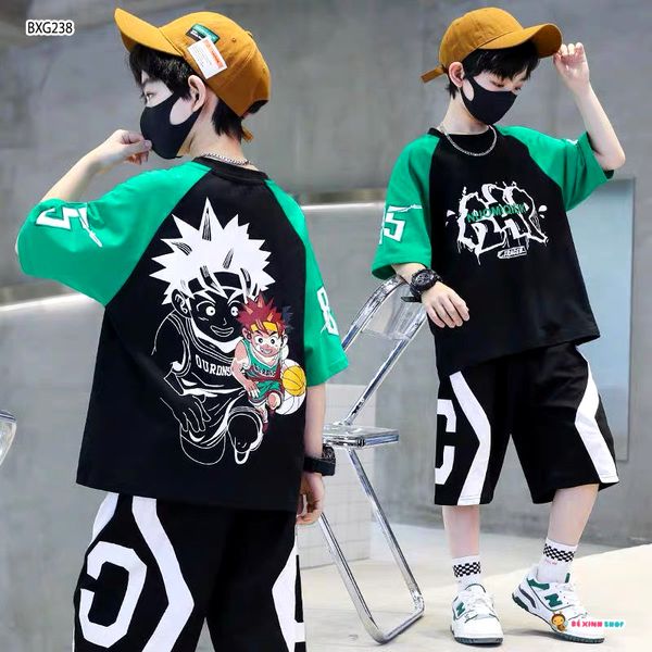 [XẢ KHO] Set áo NARUTO quần phối viền cực ngầu cho bé trai BXG236