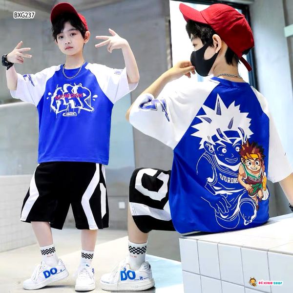 [XẢ KHO] Set áo NARUTO quần phối viền cực ngầu cho bé trai BXG236